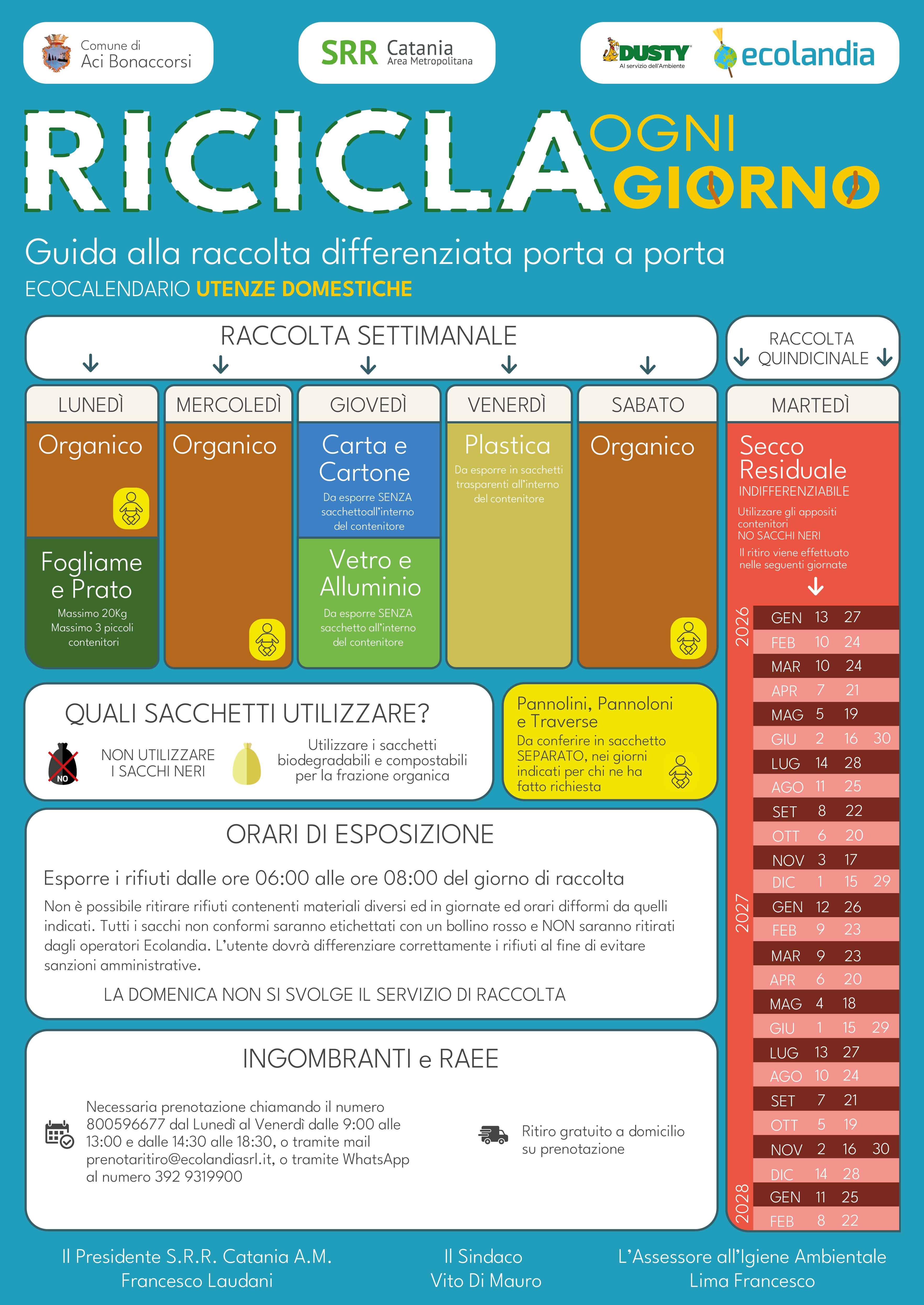 Calendario rifiuti 1 2026